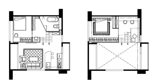 房 书房 户型图图片来自实创装饰晶晶在46﹐loft巧用空间变两房的分享